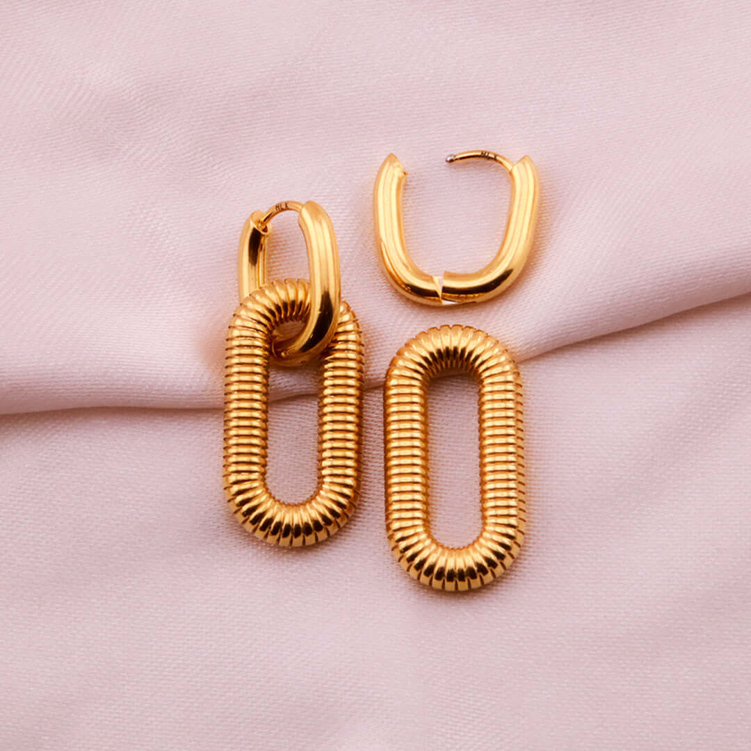 Aretes Modulares Entrelazados - Acero Inoxidable (Plateado y Dorado) - Helix Body Jewelry - Tienda Online de Piercings