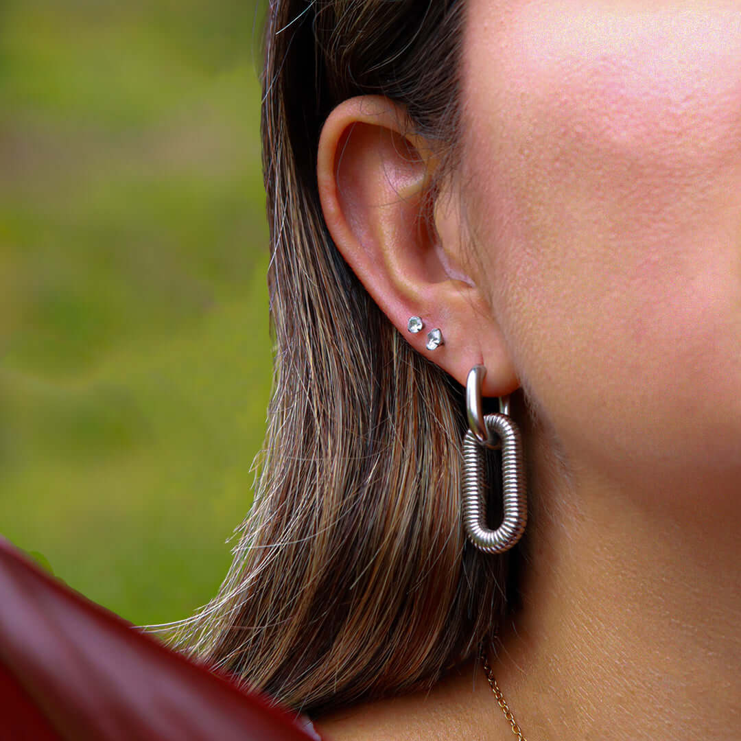 Aretes Modulares Entrelazados - Acero Inoxidable (Plateado y Dorado) - Helix Body Jewelry - Tienda Online de Piercings