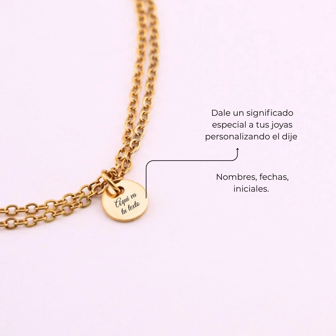 Pulsera Personalizada Dorada con Aplique Circular | Mujer
