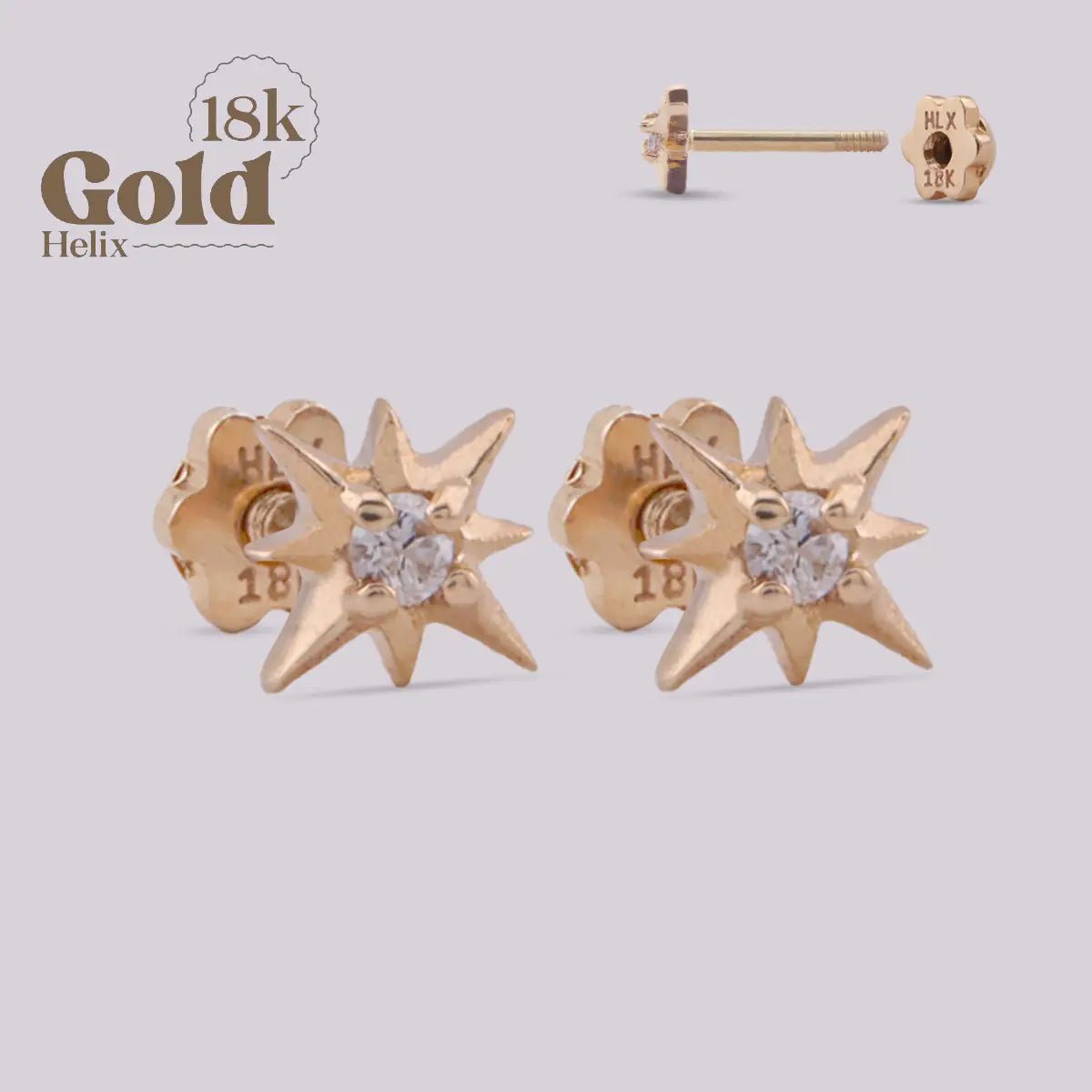 Arete Estrella de Oro 18K con Diamante – Diseño Celestial | Helix Body Jewelry - Helix Body Jewelry - Tienda Online de Piercings
