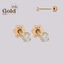 Aretes de Oro 18K con Diamante Natural – Diseño Helix "H" | Alta Joyería - Helix Body Jewelry - Tienda Online de Piercings