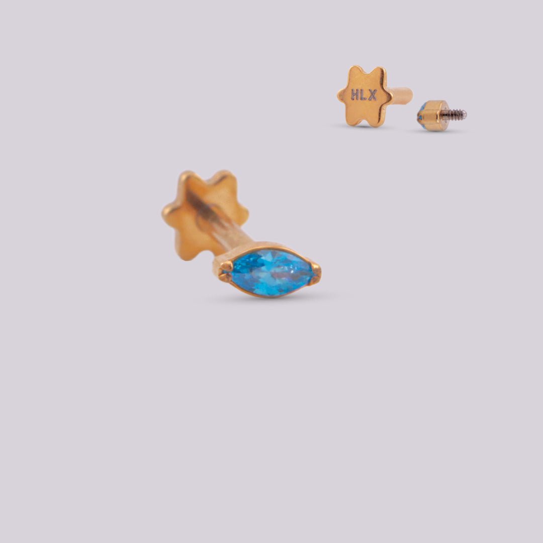 Labret dorado Zafiro - Helix Body Jewelry - Tienda Online de Piercings