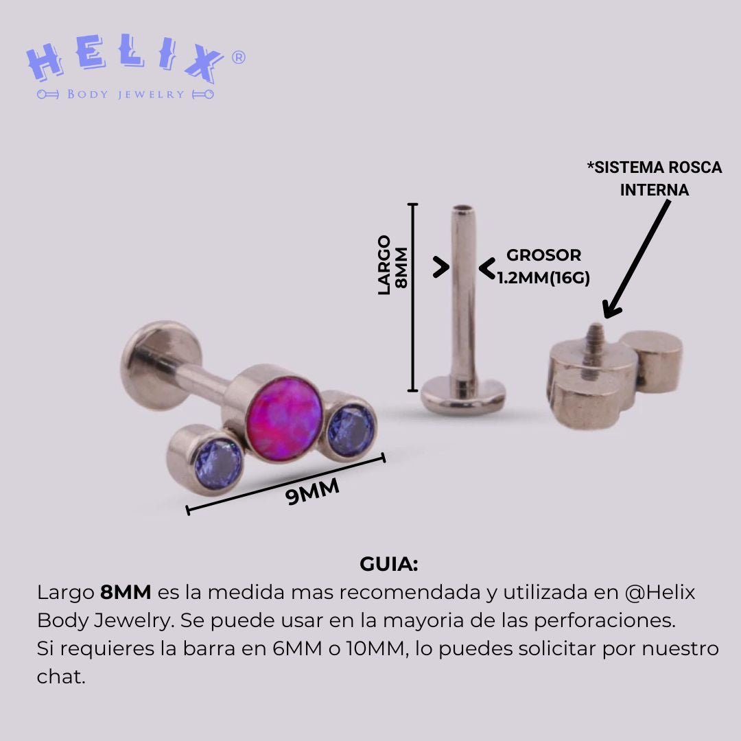 Labret en Titanio Trio - Helix Body Jewelry - Tienda Online de Piercings