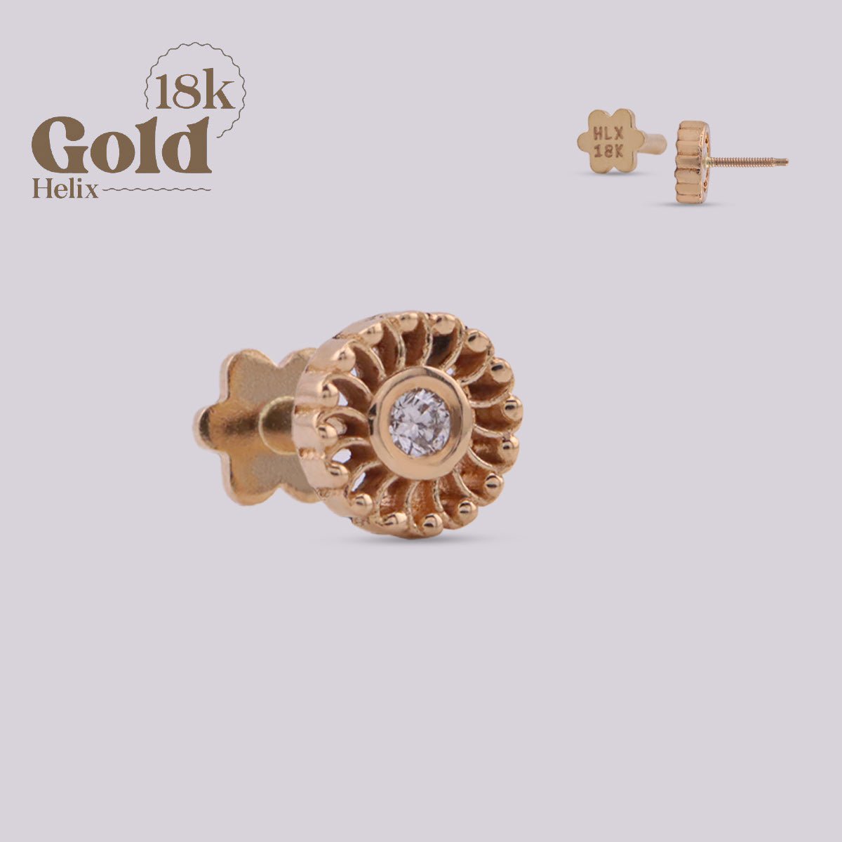 Pendiente Labret espirales con diamante - Helix Body Jewelry - Tienda Online de Piercings