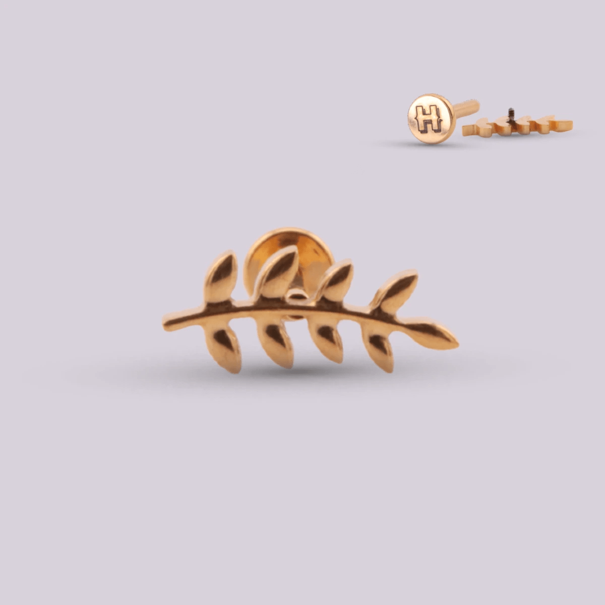 Labret en Titanio con forma de Rama - Helix Body Jewelry - Tienda Online de Piercings