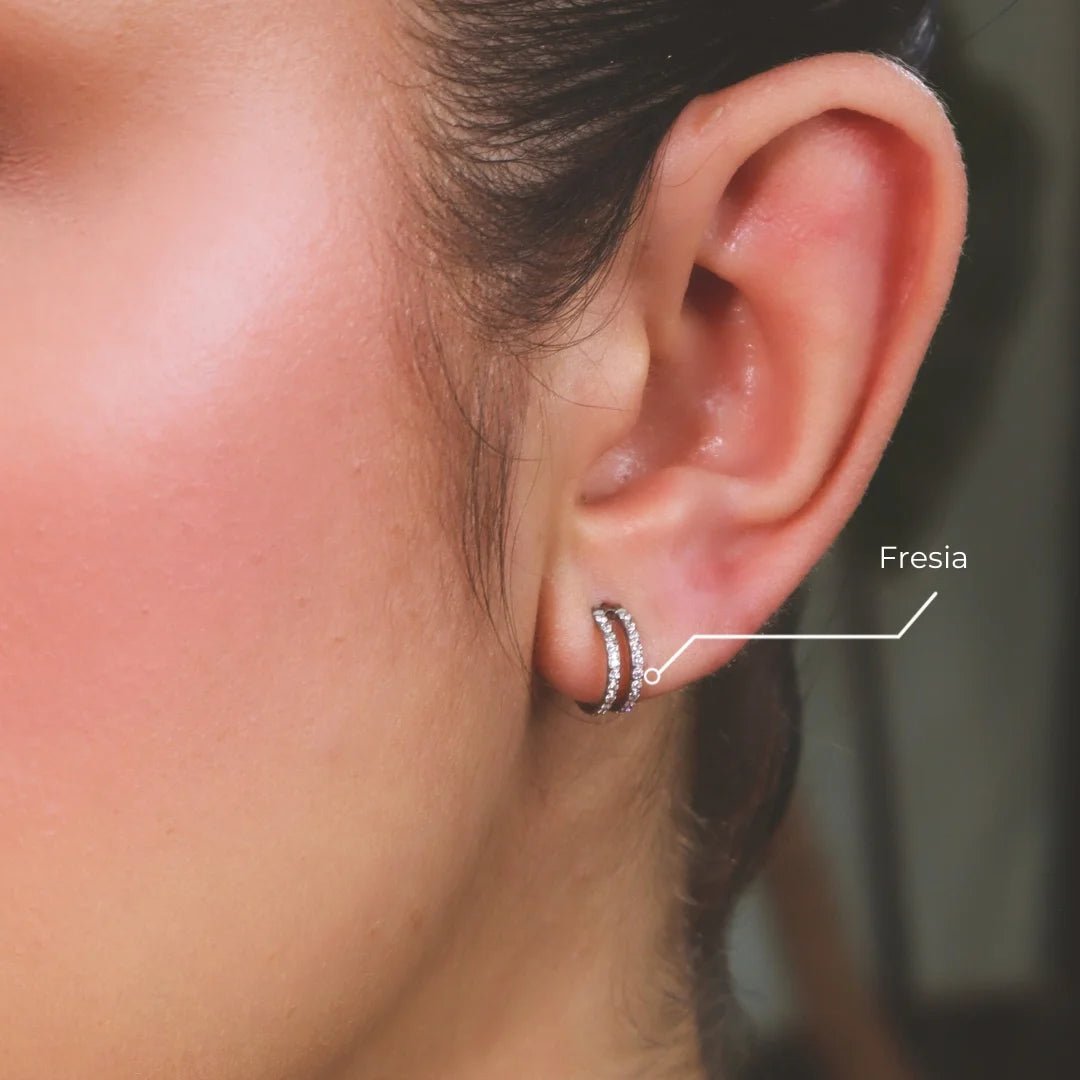 Aro Fresia Titanio Grado Implante con Doble Zirconia – Helix y Lobulo | Helix Body Jewelry - Helix Body Jewelry - Tienda Online de Piercings
