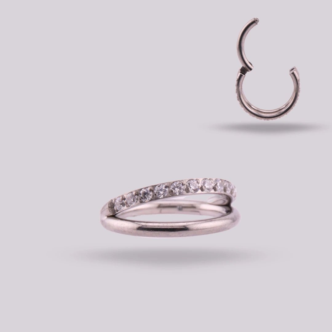 Aro Eter Titanio Grado Implante | Diseño Naturaleza Doble Pedrería - Helix Body Jewelry - Tienda Online de Piercings