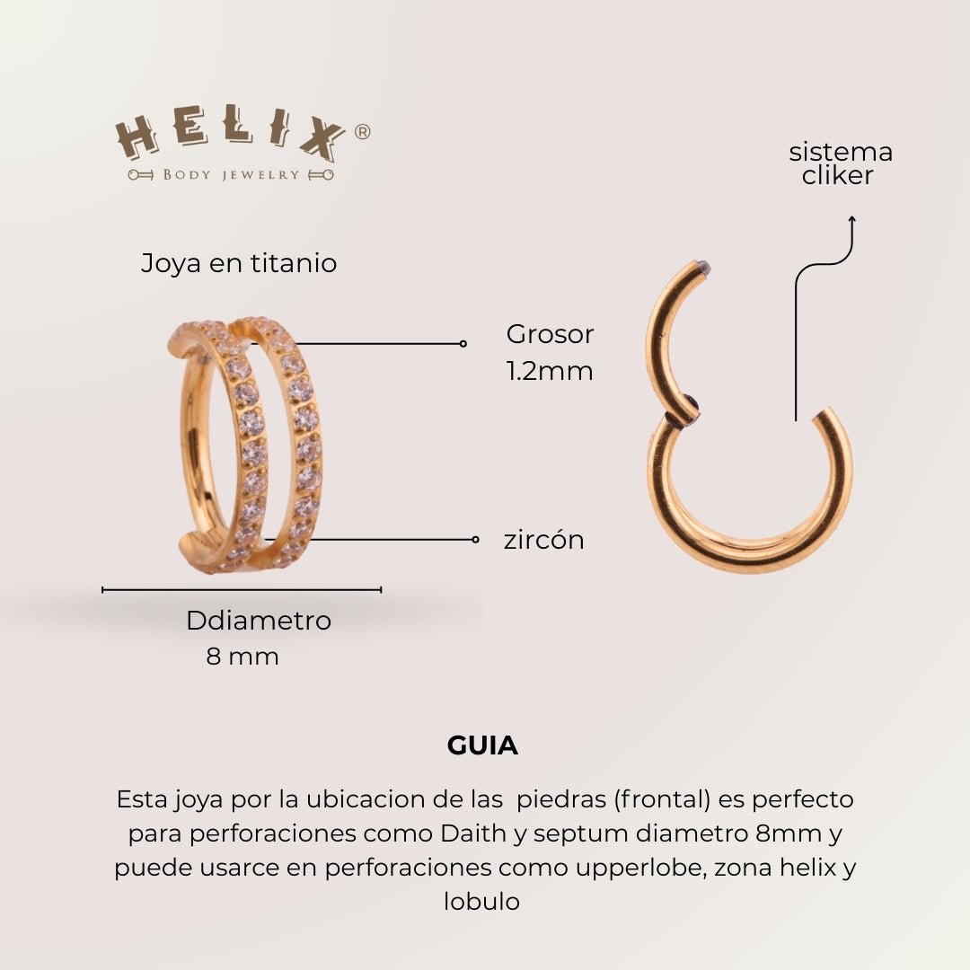 Aro Fresia Titanio Grado Implante con Doble Zirconia – Helix y Lobulo | Helix Body Jewelry - Helix Body Jewelry - Tienda Online de Piercings