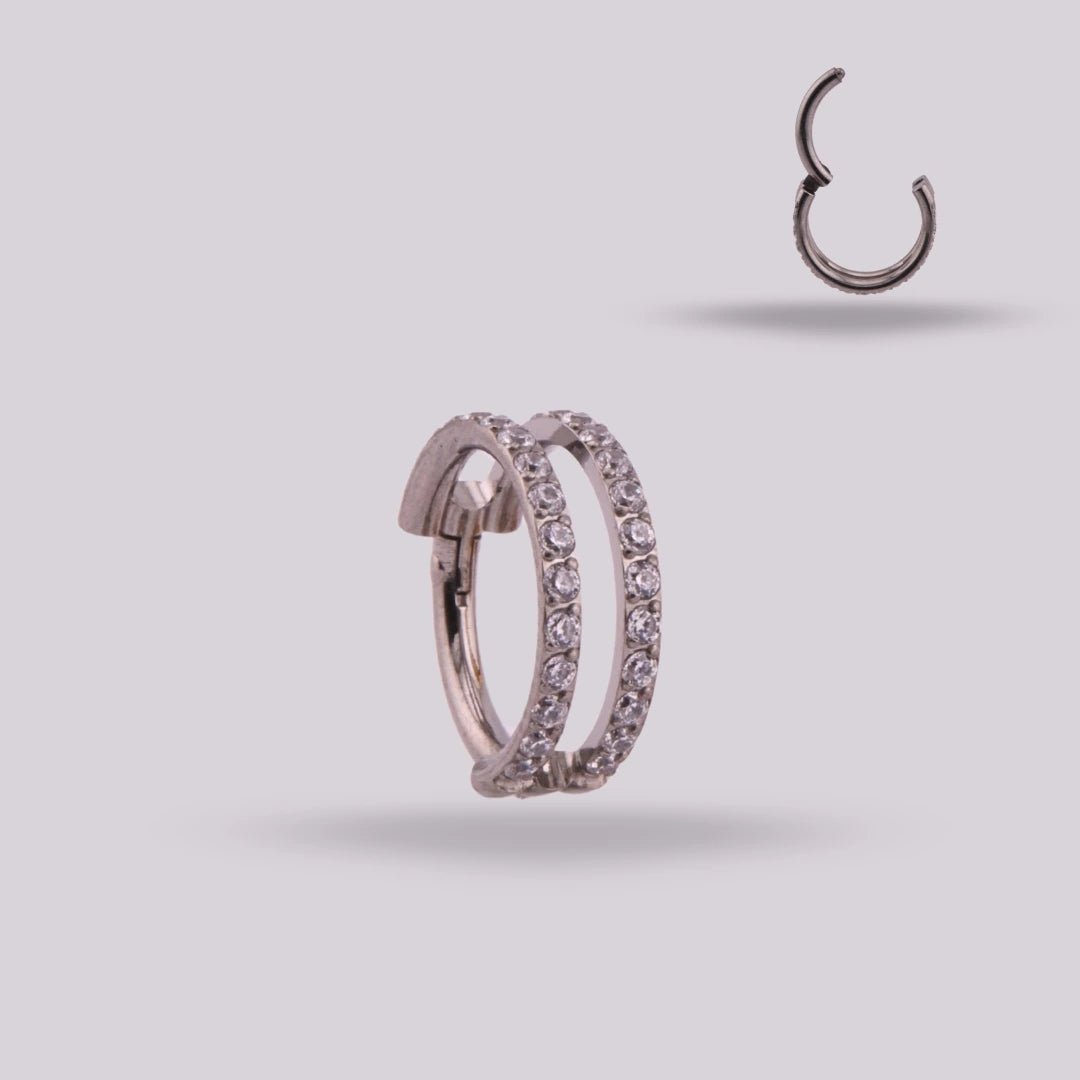 Aro Fresia Titanio Grado Implante con Doble Zirconia – Helix y Lobulo | Helix Body Jewelry - Helix Body Jewelry - Tienda Online de Piercings