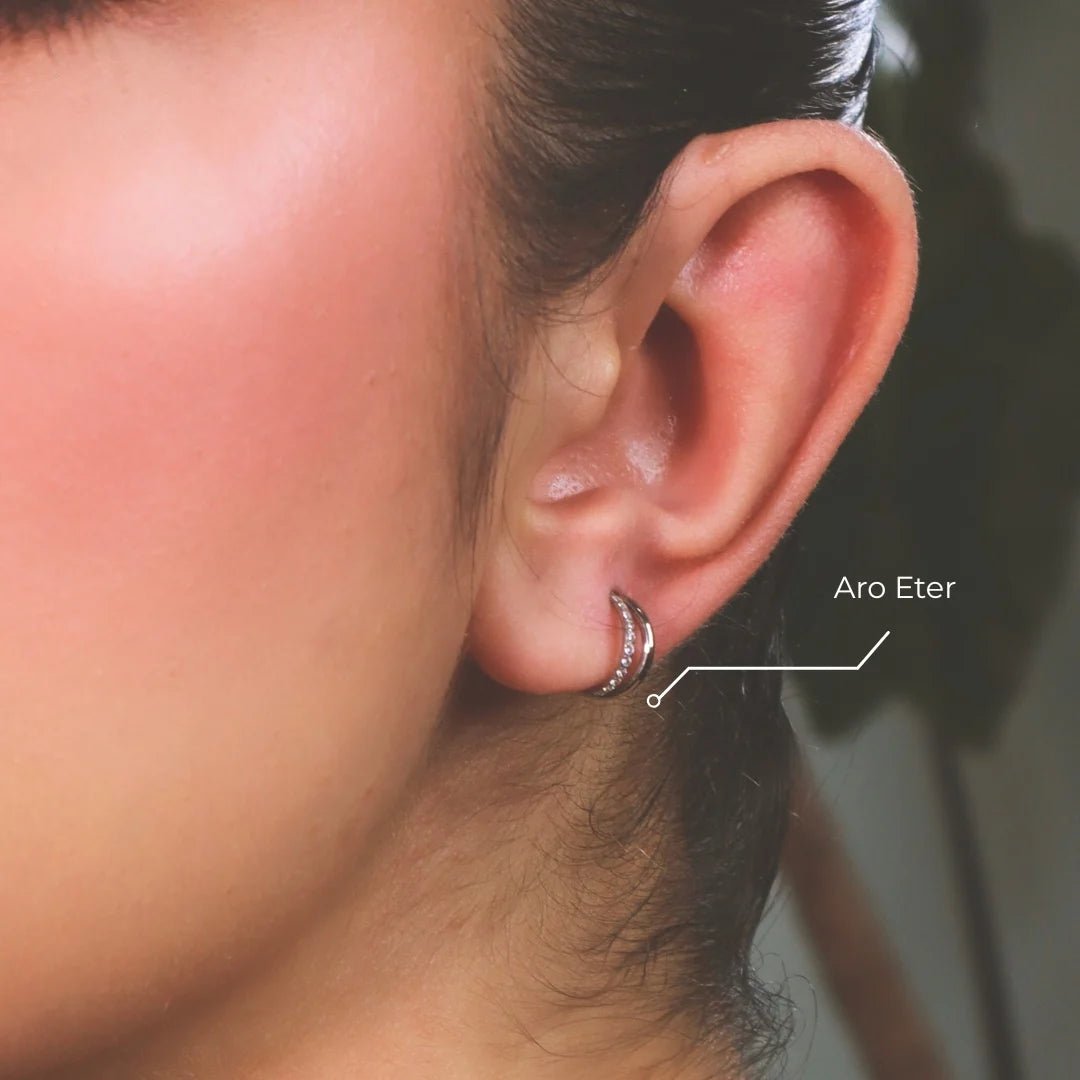 Aro Eter Titanio Grado Implante | Diseño Naturaleza Doble Pedrería - Helix Body Jewelry - Tienda Online de Piercings