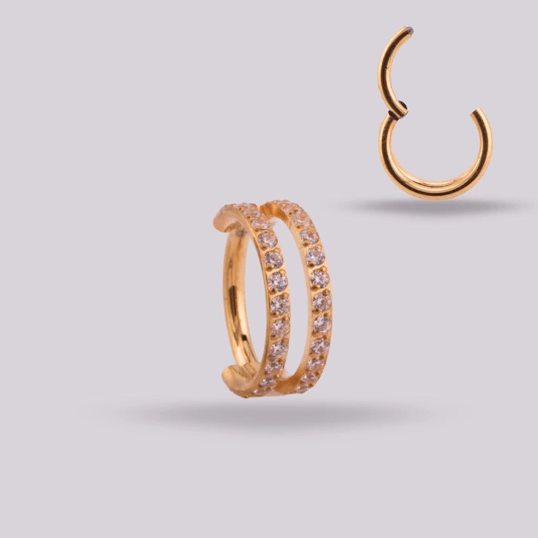 Aro Fresia Titanio Grado Implante con Doble Zirconia – Helix y Lobulo | Helix Body Jewelry - Helix Body Jewelry - Tienda Online de Piercings