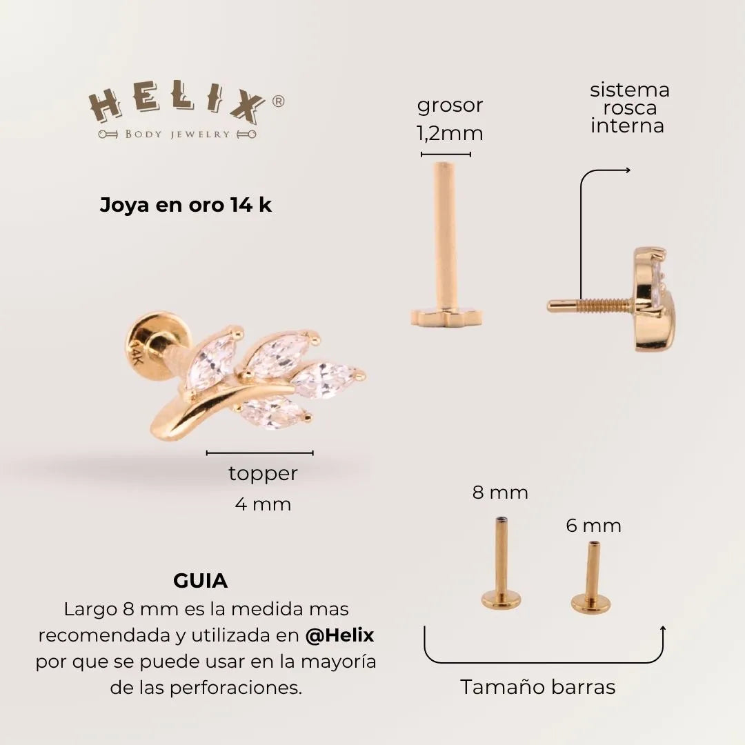 Labret Rama Oro 14K