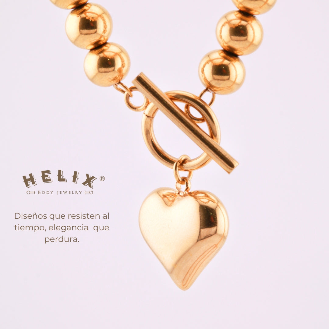 Pulsera Personalizada Dorada con Corazón | Helix Jewelry