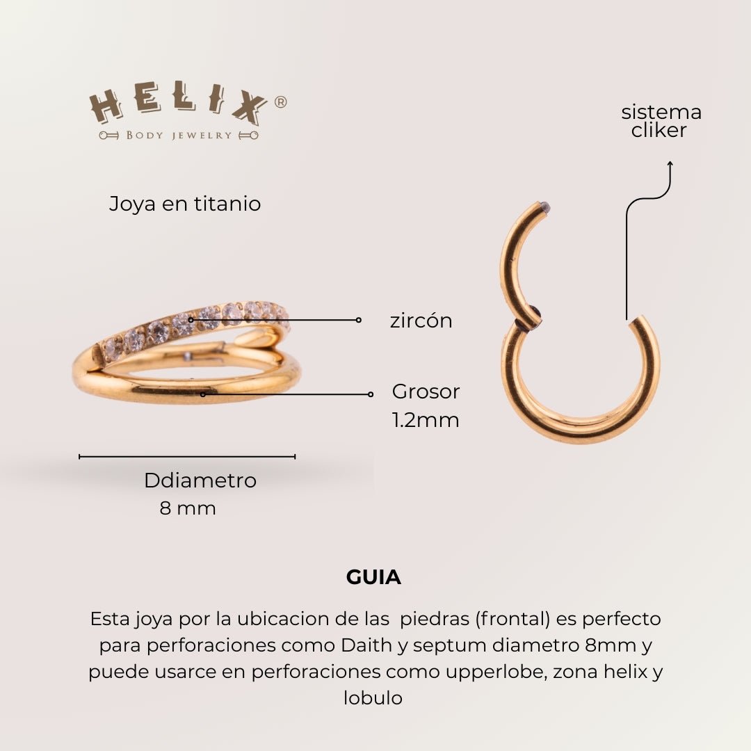 Aro Eter Titanio Grado Implante | Diseño Naturaleza Doble Pedrería - Helix Body Jewelry - Tienda Online de Piercings