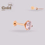 Labret en Oro 18K con Moissanita | Sistema Pin & Twist – Helix BJ - Helix Body Jewelry - Tienda Online de Piercings
