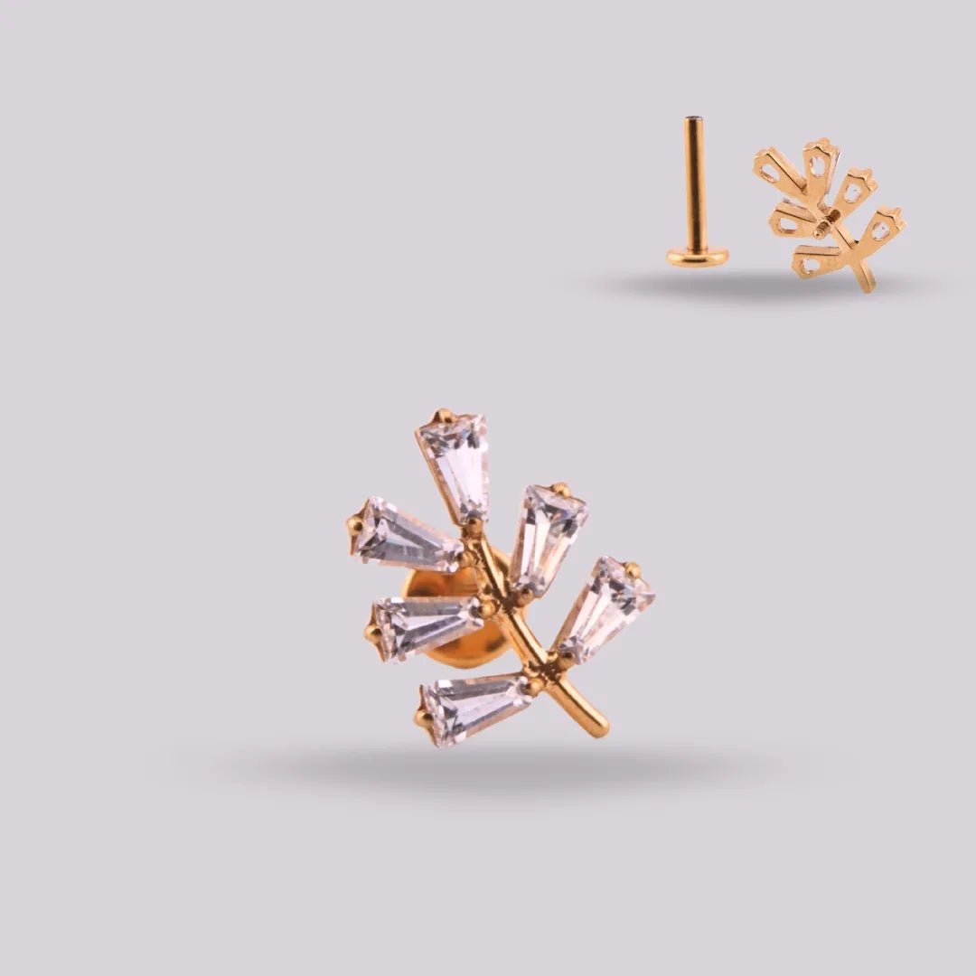 Labret Laurel Titanio Rama | Piercing Helix & Lóbulo - Helix Body Jewelry - Tienda Online de Piercings