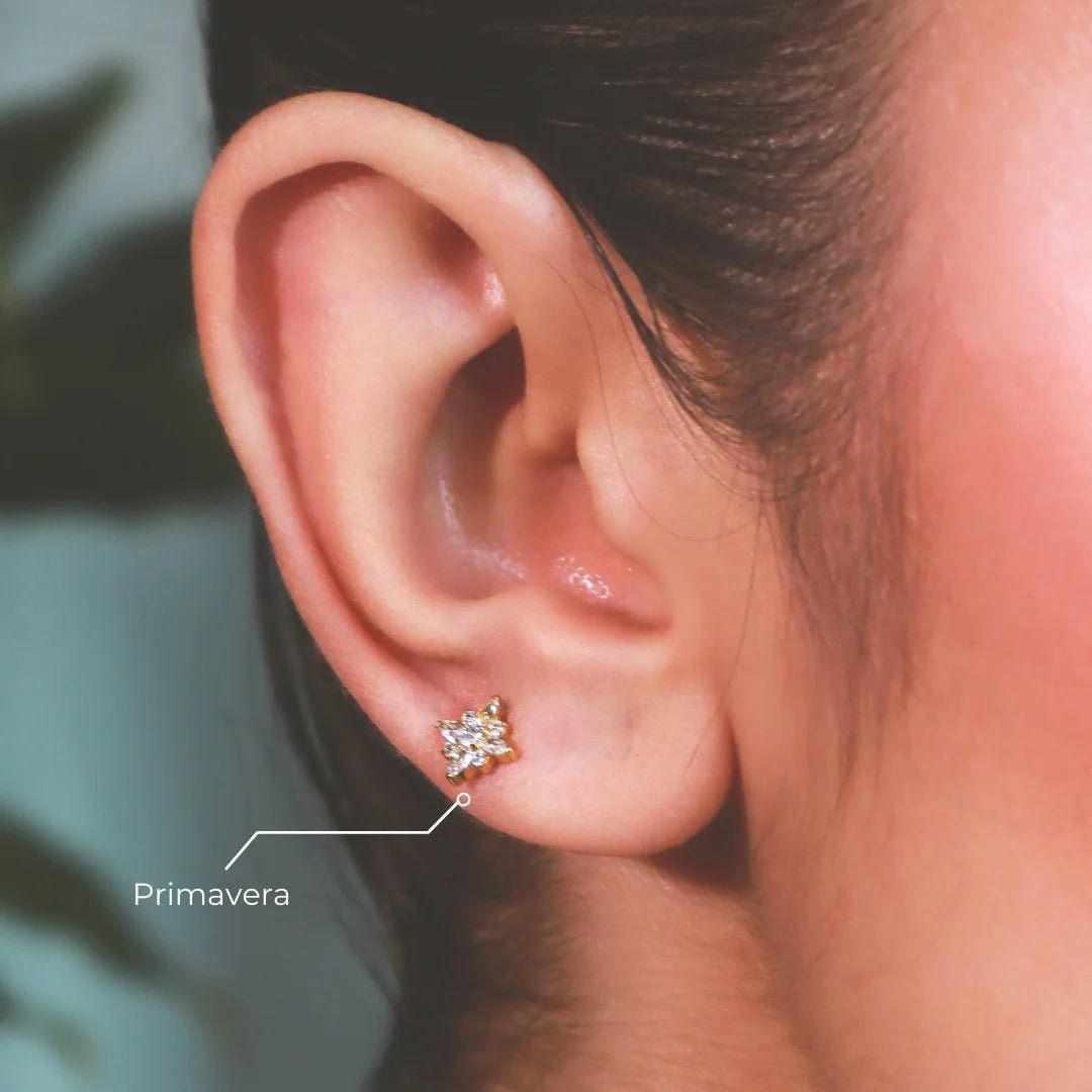 Labret Primavera Dorada Titanio | Helix, Tragus, Conch - Helix Body Jewelry - Tienda Online de Piercings