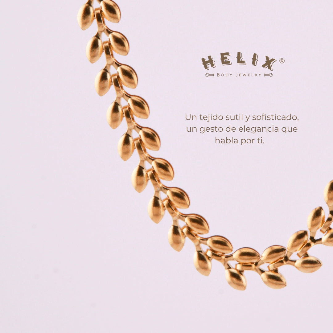 Pulsera pétalos dorada en acero inoxidable | Helix Body Jewelry