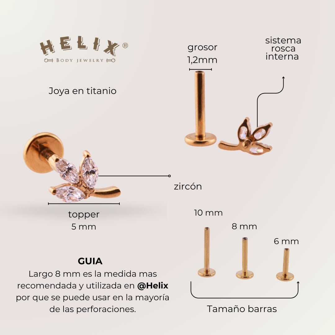 Labret Titanio Rama - Helix Body Jewelry - Tienda Online de Piercings