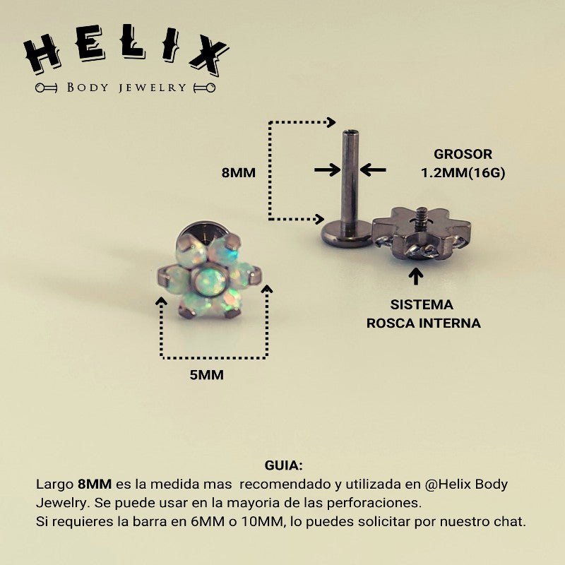 Labret en titanio en forma de Flor - Helix Body Jewelry - Tienda Online de Piercings