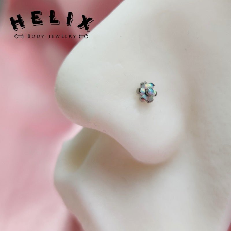 Piercings Nostril Flor Opalo - Helix Body Jewelry - Tienda Online de Piercings