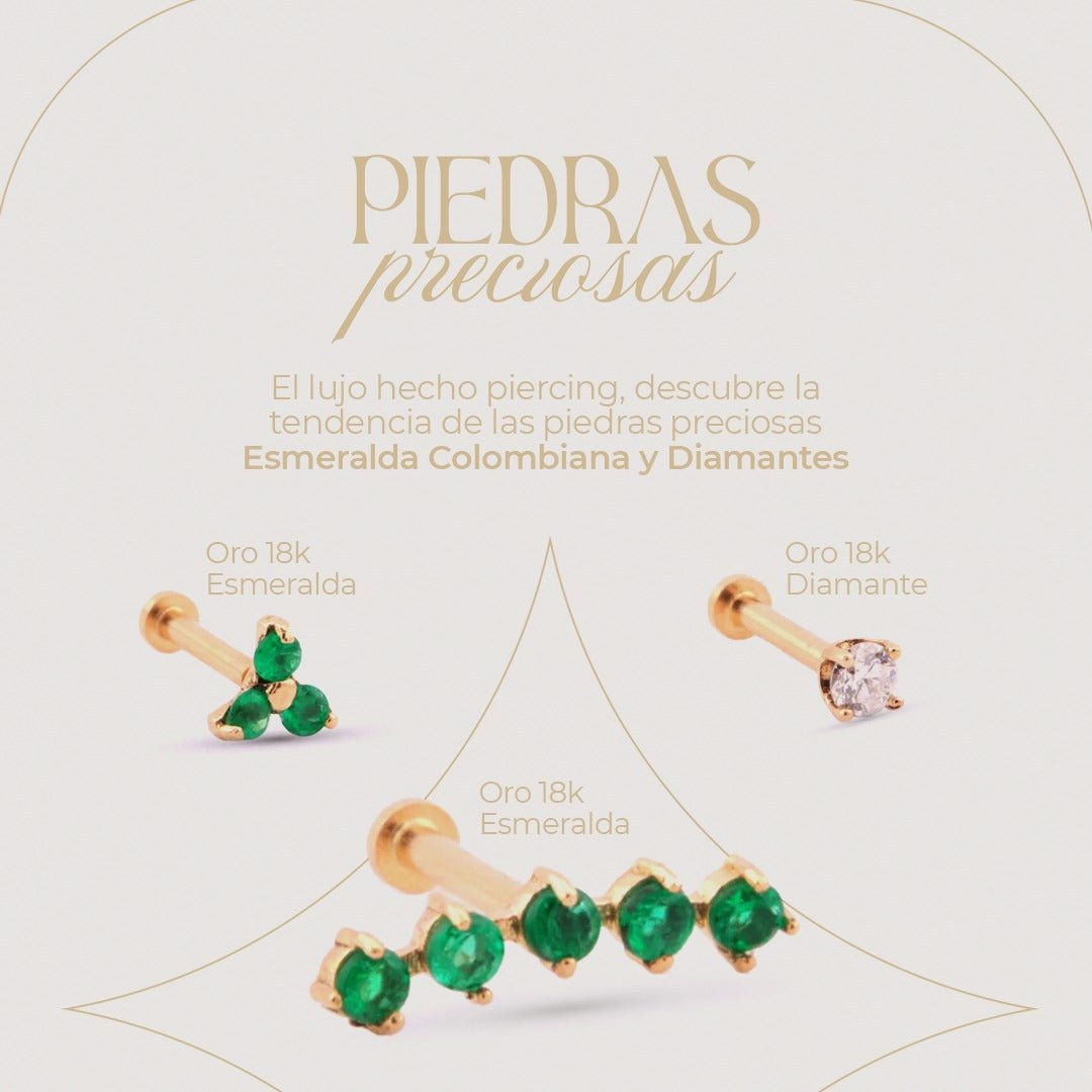 "El lujo hecho piercing: Descubre la tendencia de las joyas preciosas en piercings." Esmeralda Colombiana y Diamantes - Helix Body Jewelry - Tienda Online de Piercings
