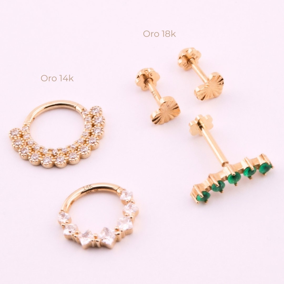 Oro 14K vs Oro 18K: Diferencias, Ventajas y Cuándo Elegir Cada Uno en Joyería para Piercings - Helix Body Jewelry - Tienda Online de Piercings
