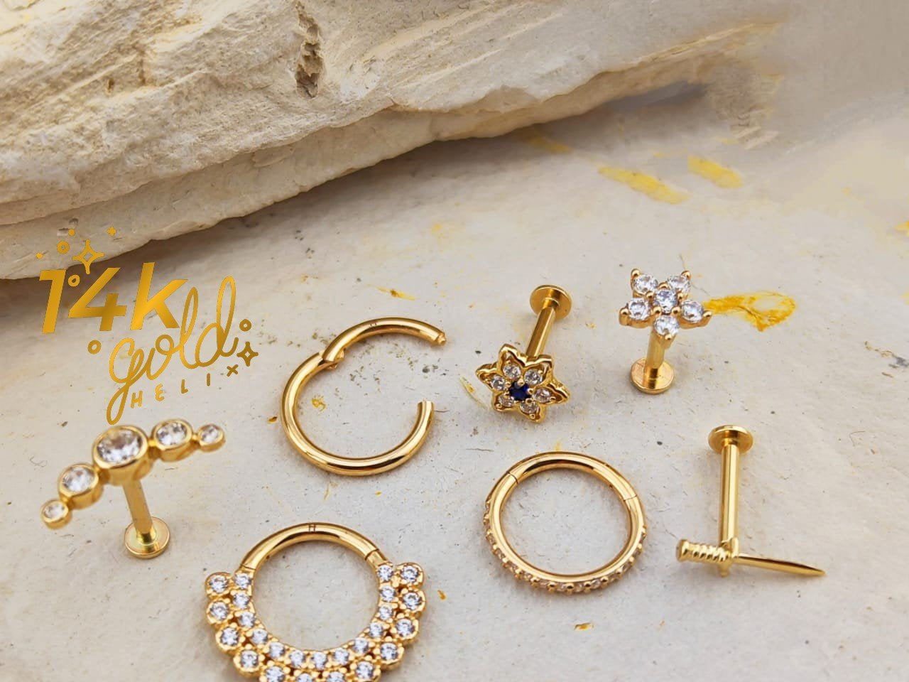 Jojas para piercings en oro sólido de 14K - Helix Body Jewelry - Tienda Online de Piercings