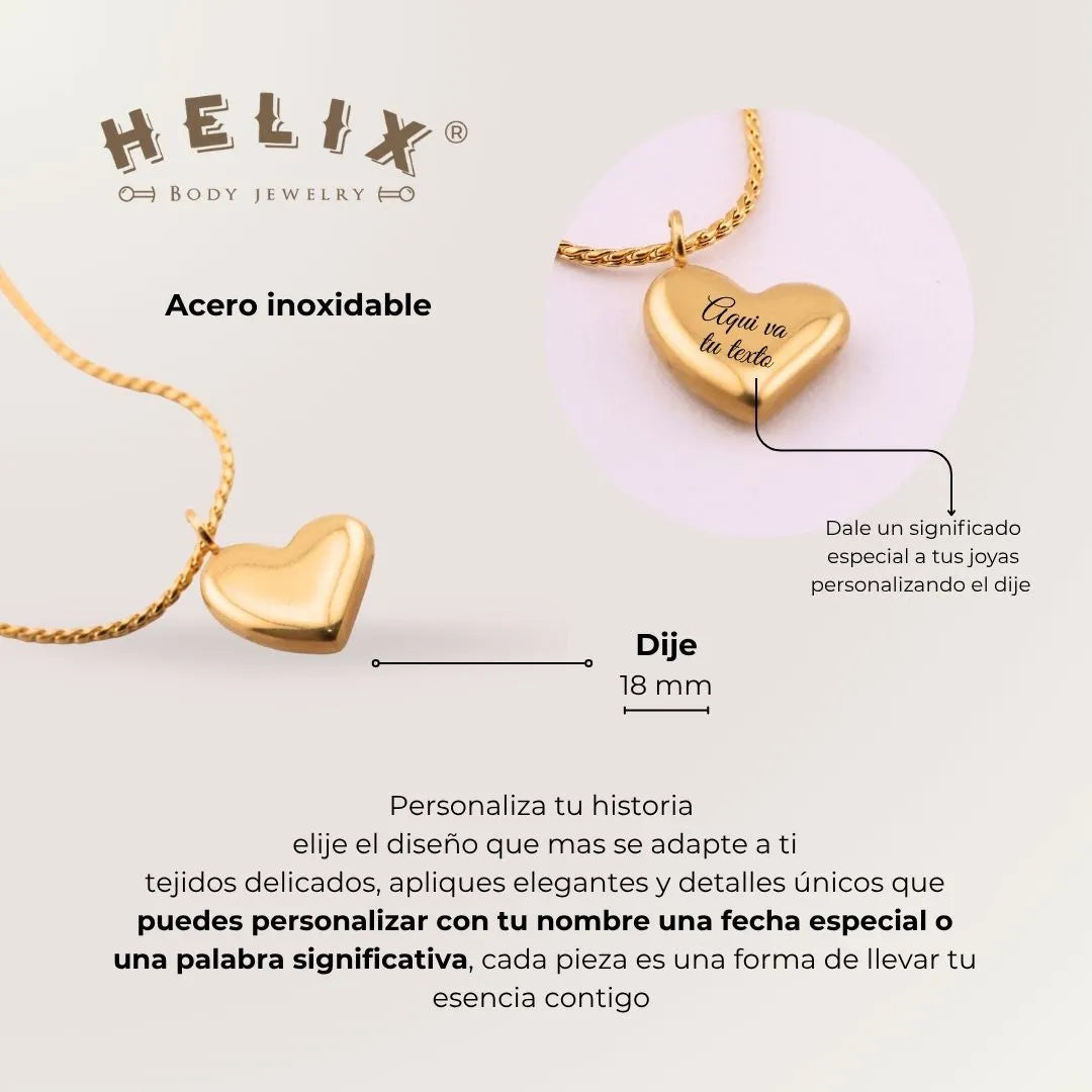 Collar Personalizado con Dije de Corazón Dorado | Mujer
