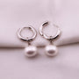 Aretes Tipo Candonga con Perla Elegante - Acero Inoxidable Dorado y Plateado - Helix Body Jewelry - Tienda Online de Piercings
