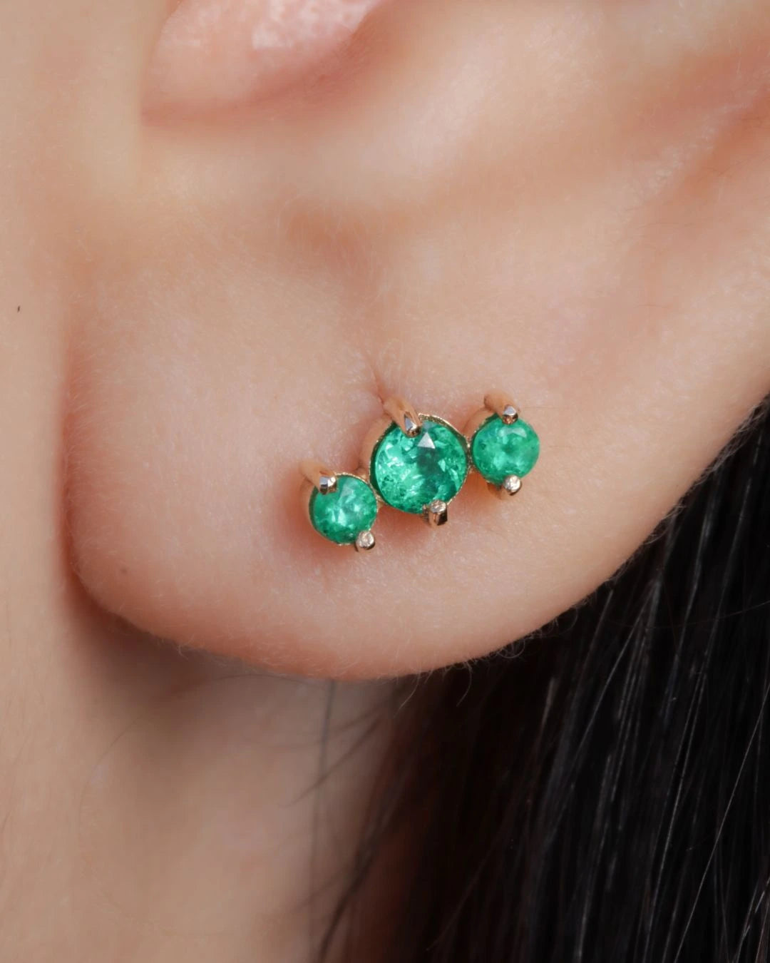 Labret Trío de Esmeraldas Oro 18K