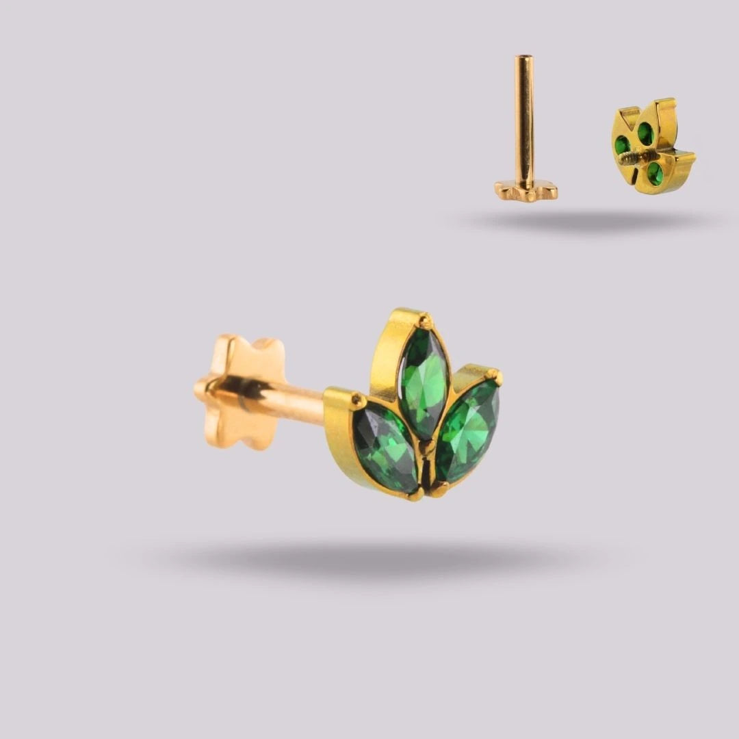 Labret Marquesa Verde en Titanio | Green Essence