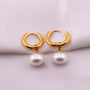 Aretes Tipo Candonga con Perla Elegante - Acero Inoxidable Dorado y Plateado - Helix Body Jewelry - Tienda Online de Piercings