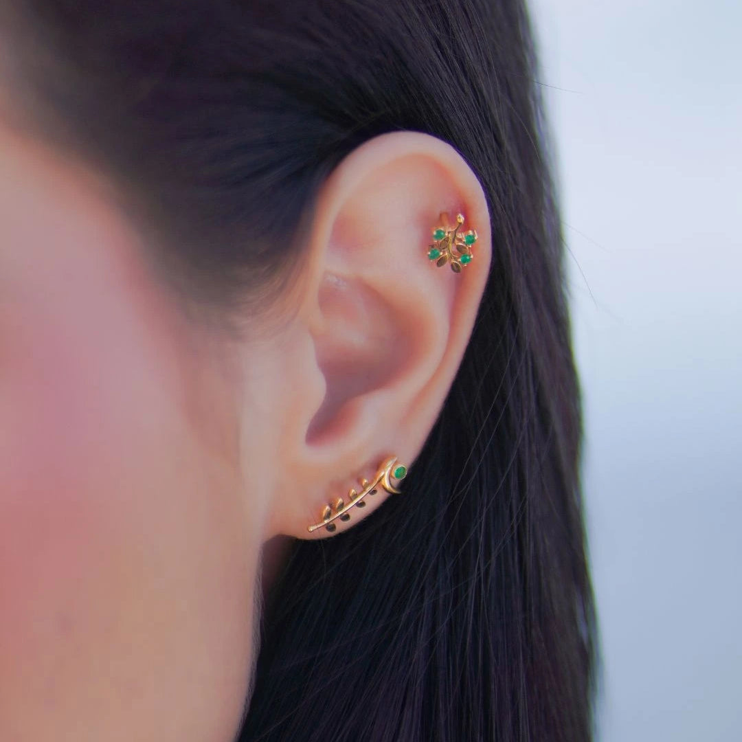 Labret Ramo de Esmeraldas Oro 18K