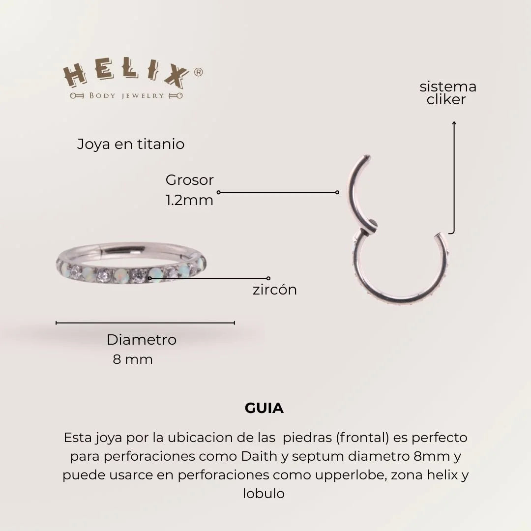 Aro Clicker Irla en Titanio | Ópalo Tornasol