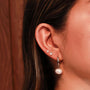 Aretes Tipo Candonga con Perla Elegante - Acero Inoxidable Dorado y Plateado - Helix Body Jewelry - Tienda Online de Piercings