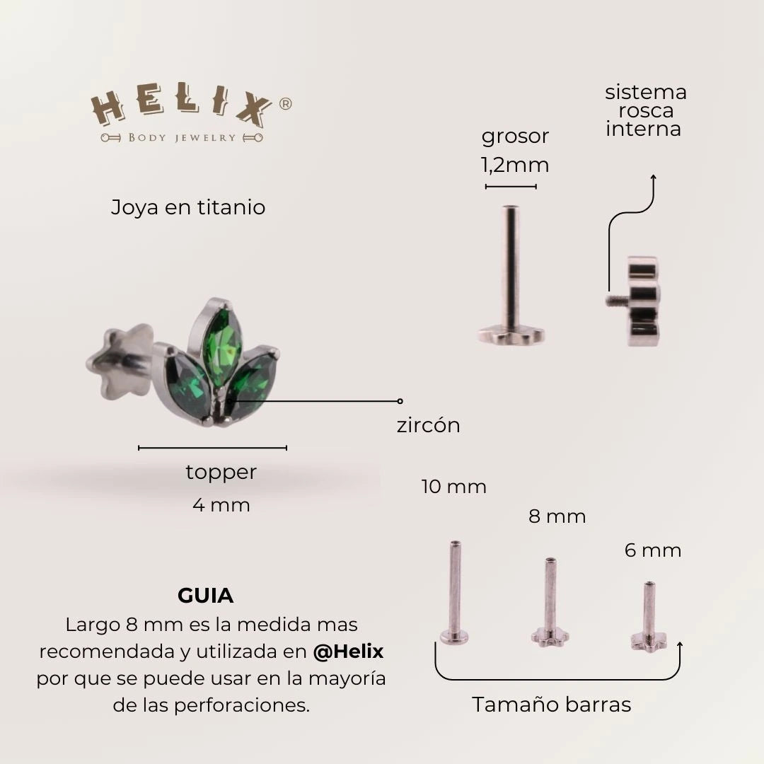 Labret Marquesa Verde en Titanio | Green Essence