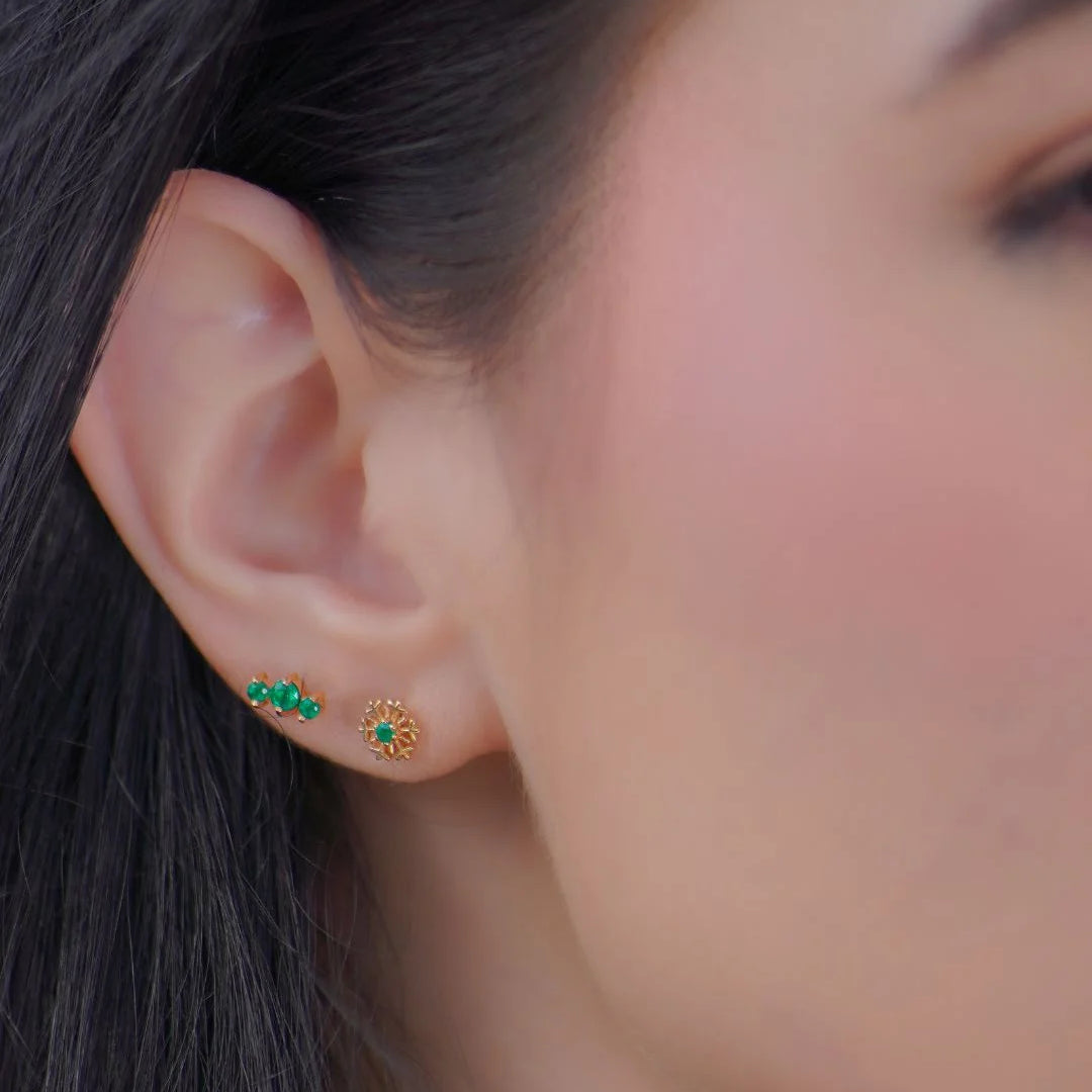 Copo de Nieve Esmeralda en Oro 18K