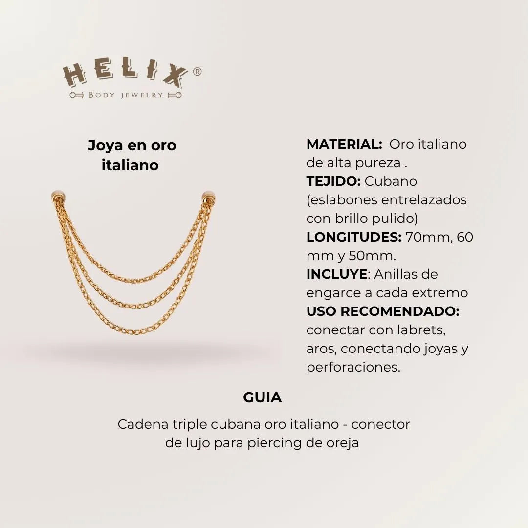 Cadena Triple Cubana Oro Italiano