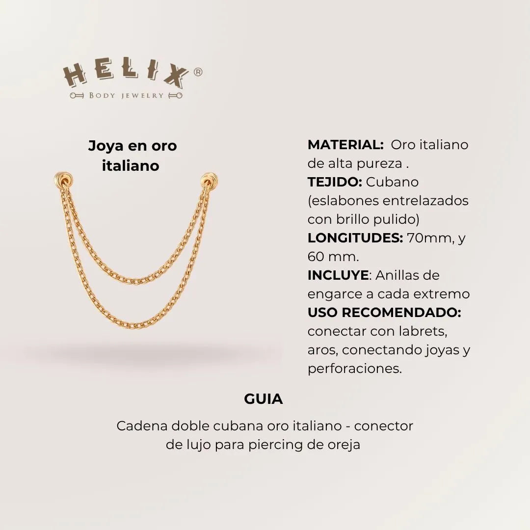 Cadena Doble tejido Cubana Oro Italiano