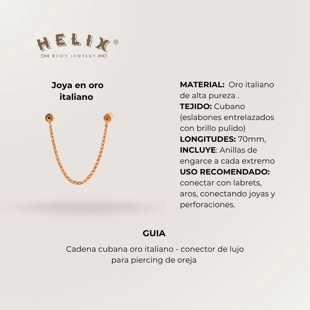 Cadena Cubana Oro Italiano 70mm