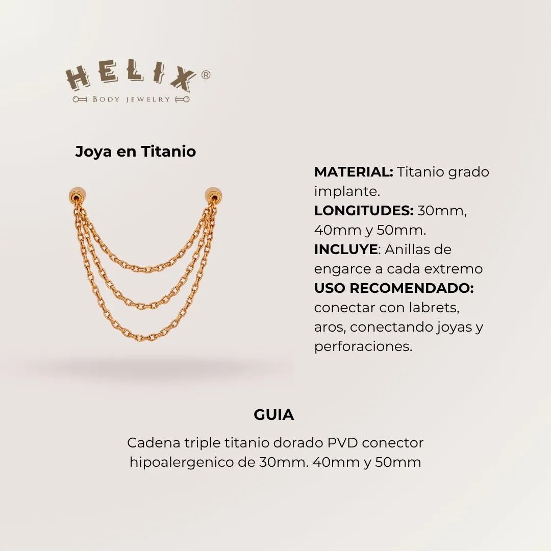 Cadena Triple Titanio Dorado PVD