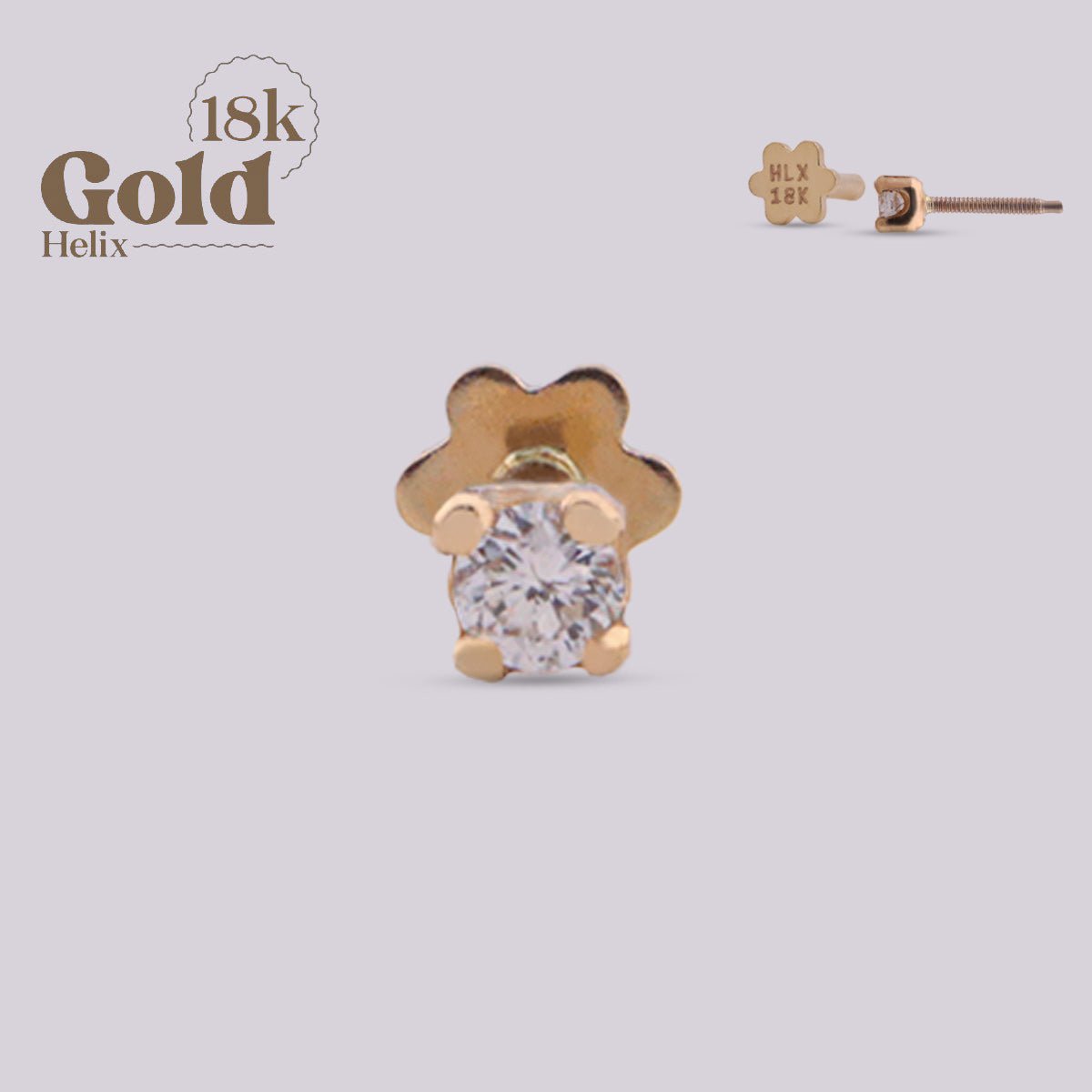 Pendiente para oreja en oro 18K con diamante 2mm - Helix Body Jewelry - Tienda Online de Piercings