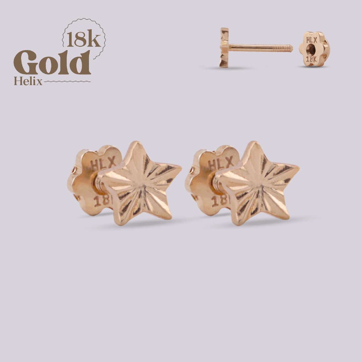 Aretes en oro con forma de estrella - Helix Body Jewelry - Tienda Online de Piercings