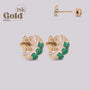 Arete de Oro 18K con Esmeralda – Luna Creciente | Joya de Lujo Helix - Helix Body Jewelry - Tienda Online de Piercings
