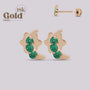 Arete de Oro 18K con Esmeralda – Luna Creciente | Joya de Lujo Helix - Helix Body Jewelry - Tienda Online de Piercings