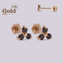 Aretes en oro con tres diamantes negros - Helix Body Jewelry - Tienda Online de Piercings