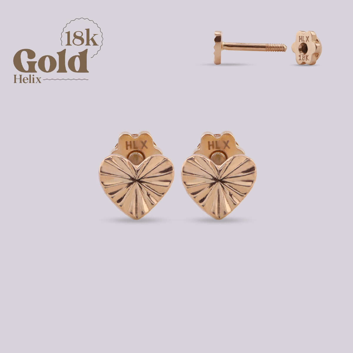 Aretes en oro con forma de Corazón grabado - Helix Body Jewelry - Tienda Online de Piercings