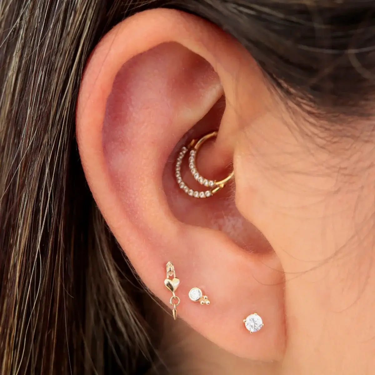 Pendiente colgante de corazon en oro 14k - Helix Body Jewelry - Tienda Online de Piercings