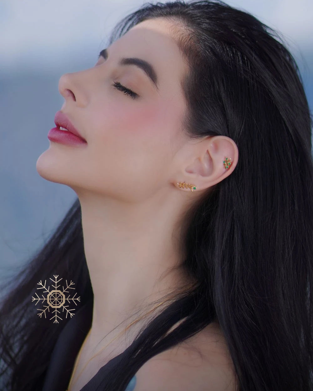 Joyas para piercing en roro 18k con esmeraldas y diamantes